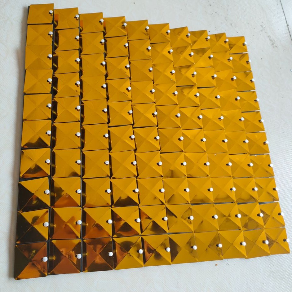 Geometric 3D Deep Gold Shiny Sequin Wall