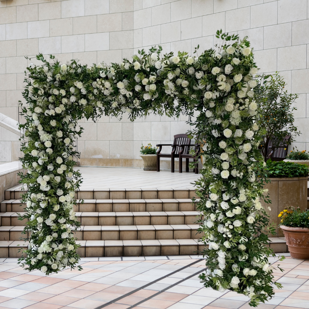 White Rose Floral Luxury Arch With Greenery- 2.4m