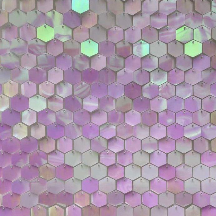 Iridescent Pink/White Hexagon Sequin Wall