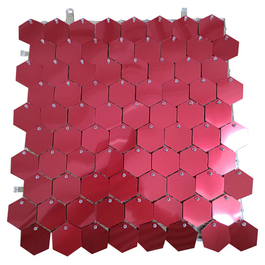 Matte Red Hexagon Sequin Wall