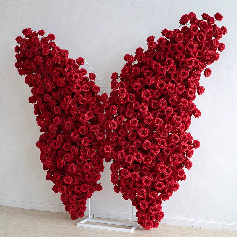 Red Rose Flower Wall Butterfly