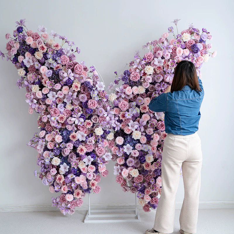 Lilac & Blush Rose Flower Wall Butterfly