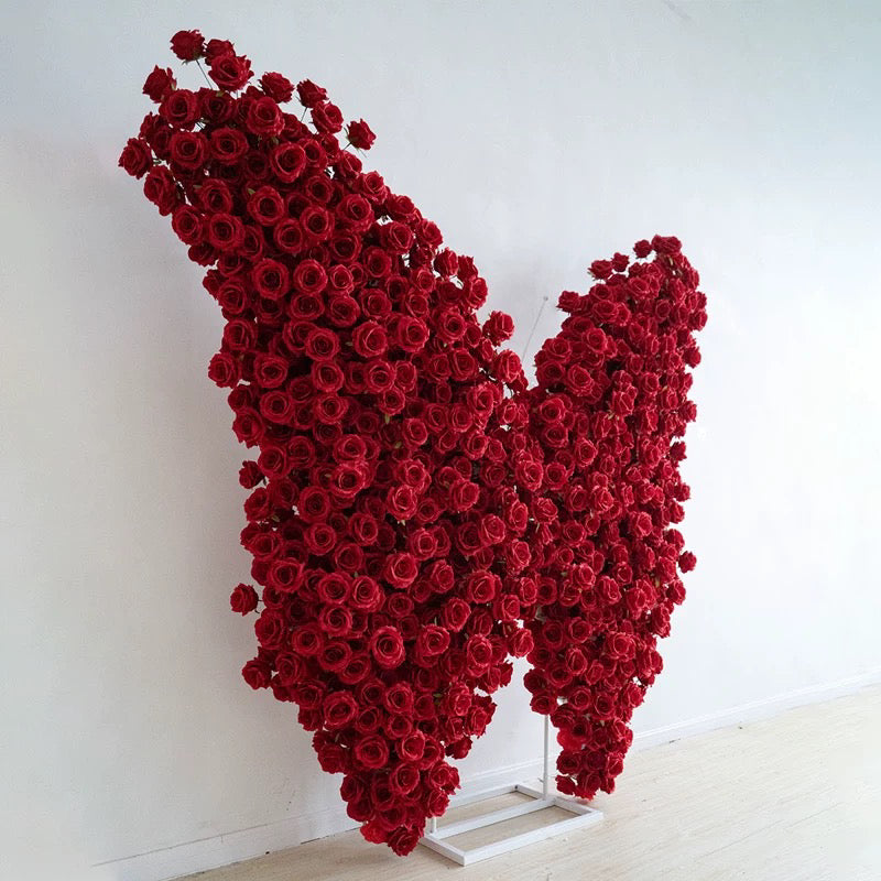 Red Rose Flower Wall Butterfly