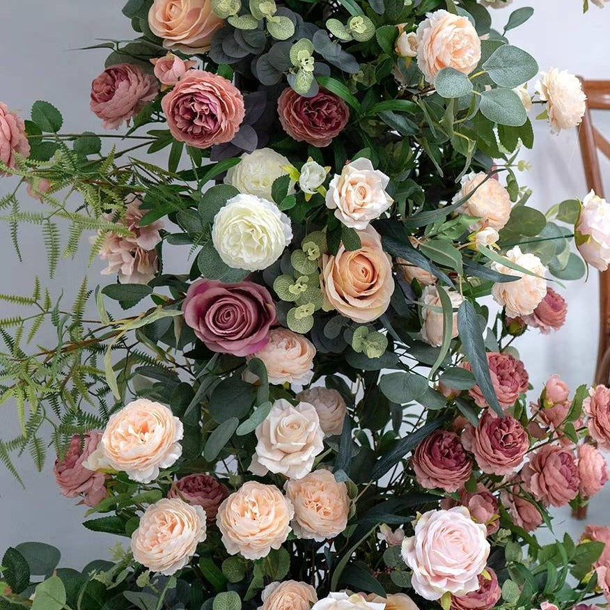 Mixed Rose Floral & Foliage Arch Backdrop - 2.4m