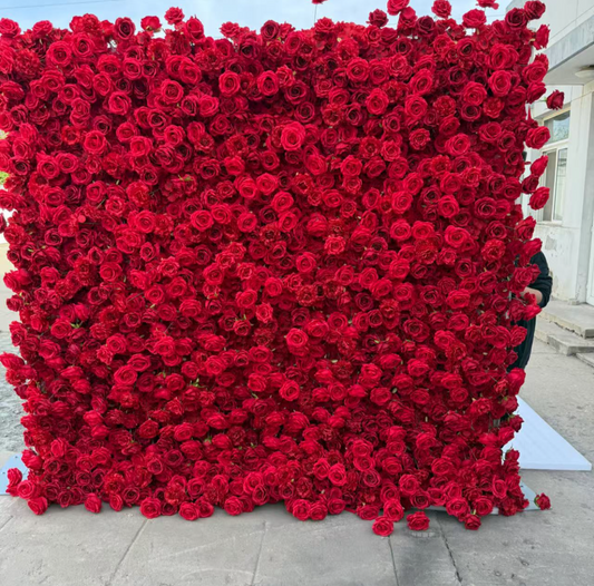 Deep Red Rose Premium Flower Wall - Express