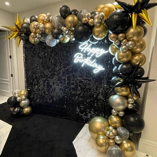 Black Shiny Sequin Wall - Express Delivery