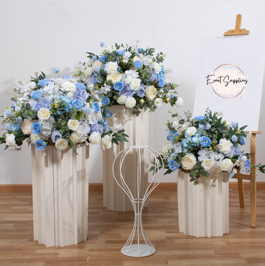 Blue and White Rose Floral & Foliage Centrepiece