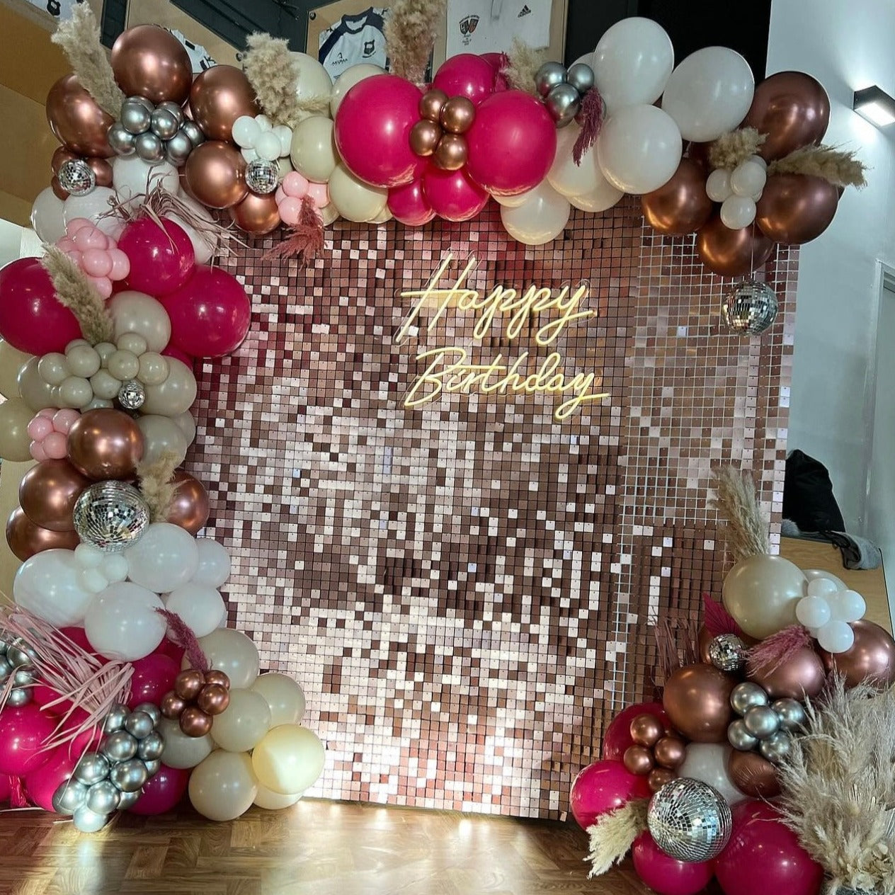 Blush Matte Pink Sequin Wall - Express Delivery