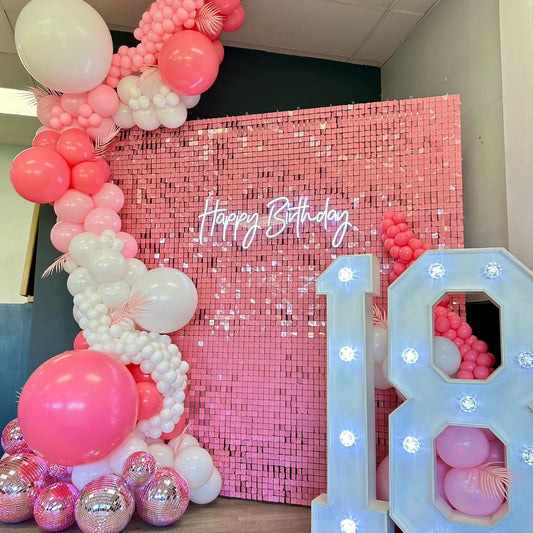 'Bubblegum' Pink Sequin Wall - In Stock