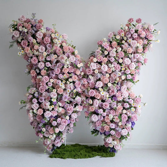 Blush Rose & Greenery Flower Wall Butterfly