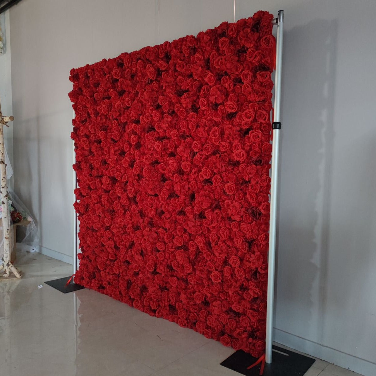 Deep Red Rose Premium Flower Wall - Cloth Backed