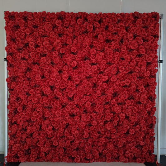 Deep Red Rose Premium Flower Wall - Cloth Backed