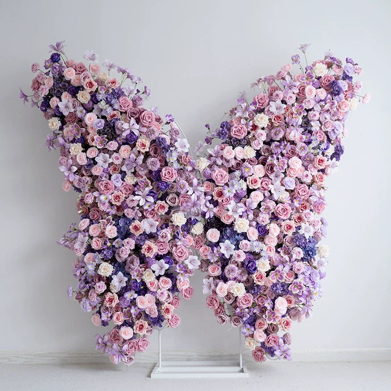 Lilac & Blush Rose Flower Wall Butterfly