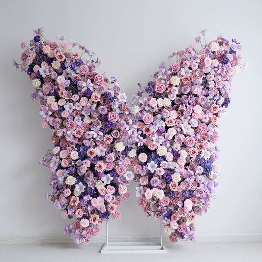 Lilac & Blush Rose Flower Wall Butterfly