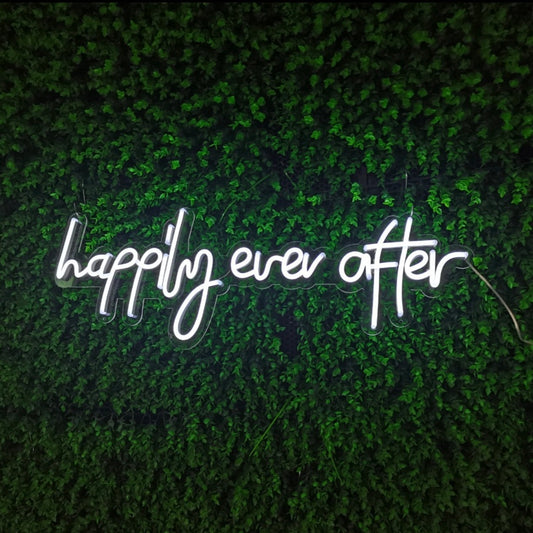 Happily Ever After Neon Sign in Cool White