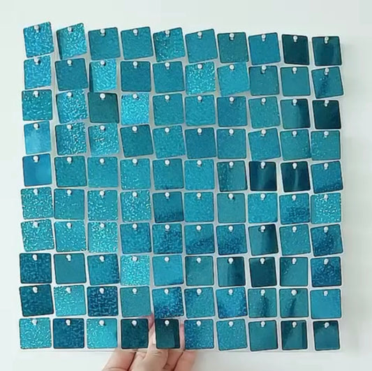 Turquoise Blue Speckle Shiny Sequin Wall