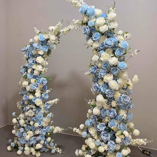 Blue & White Rose Floral Pillars - 1.8m & 2.1m