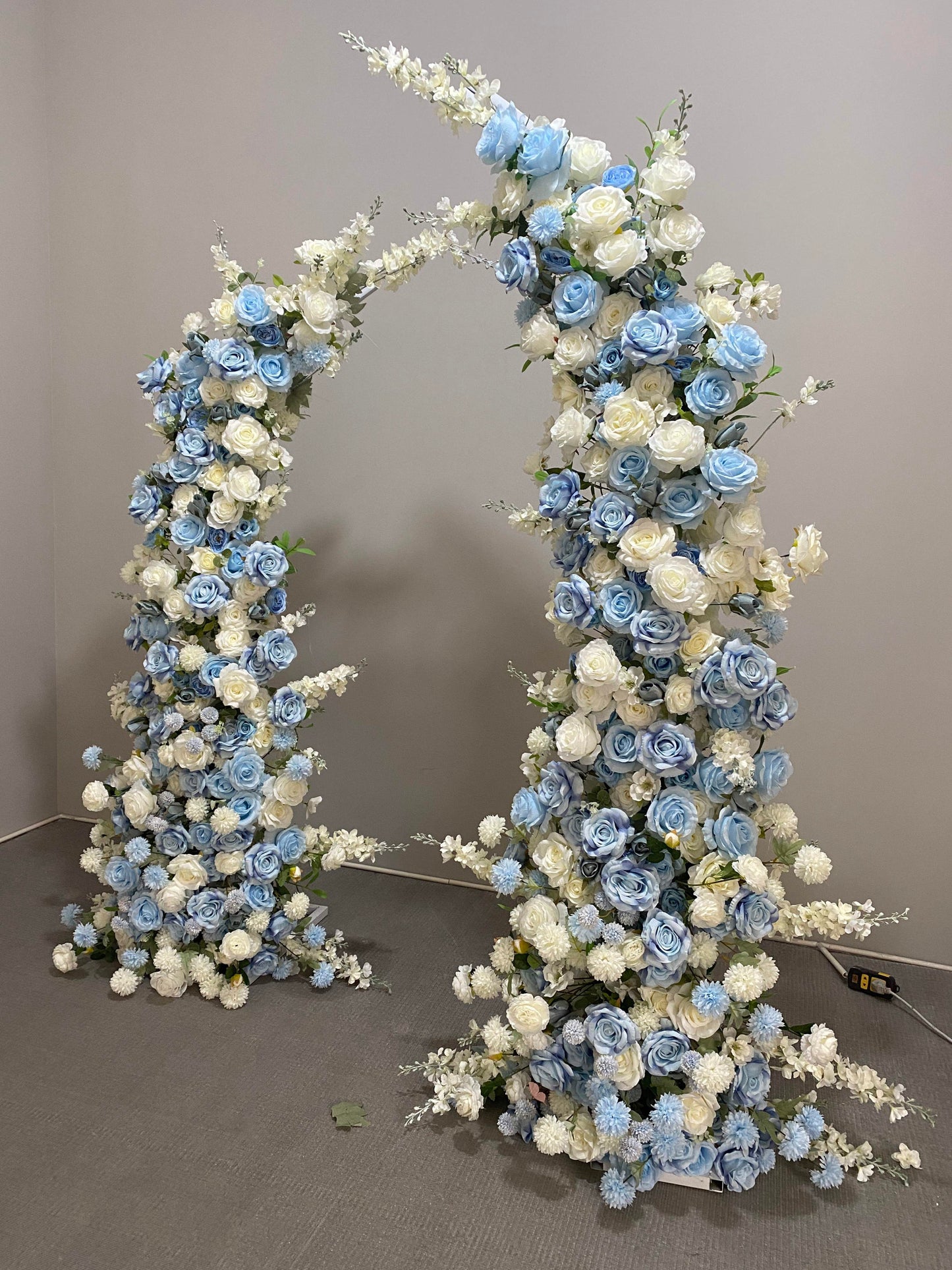 Blue & White Rose Floral Pillars - 1.8m & 2.1m