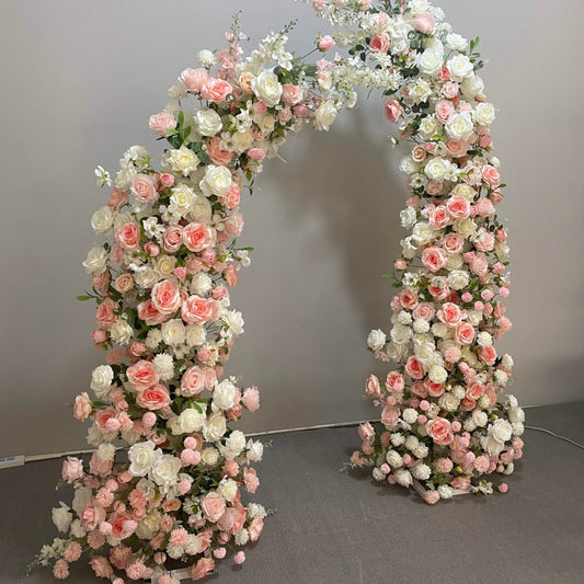 White & Pink Rose Floral & Greenery Pillars - 1.8m & 2.1m