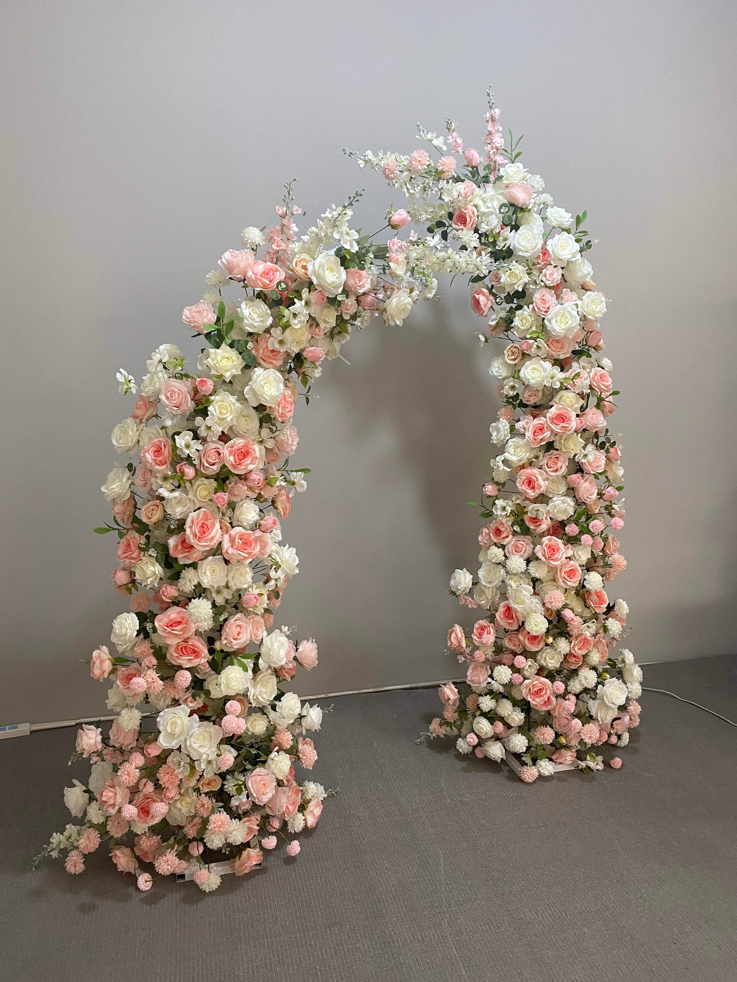 White & Pink Rose Floral & Greenery Pillars - 1.8m & 2.1m