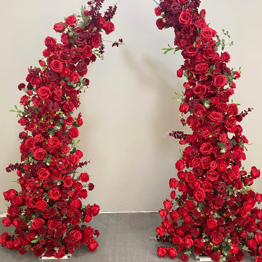 Red Rose Floral & Greenery Pillars - 1.8m & 2.3m