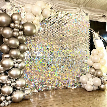 Silver Iridescent Hexagon Sequin Wall