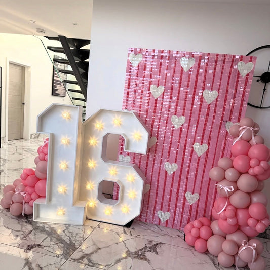 Love Heart Custom Print Sequin Wall