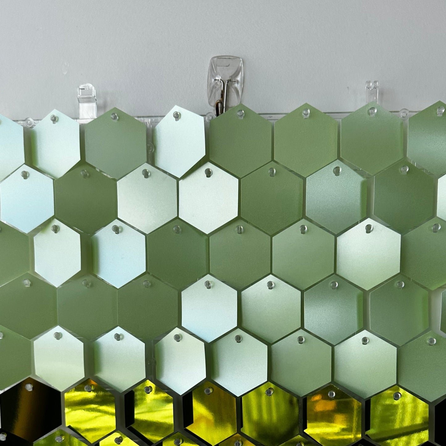 Lime Green Hexagon Sequin Wall