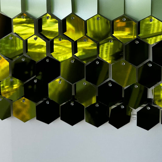 Mirror Dark Green Hexagon Sequin Wall