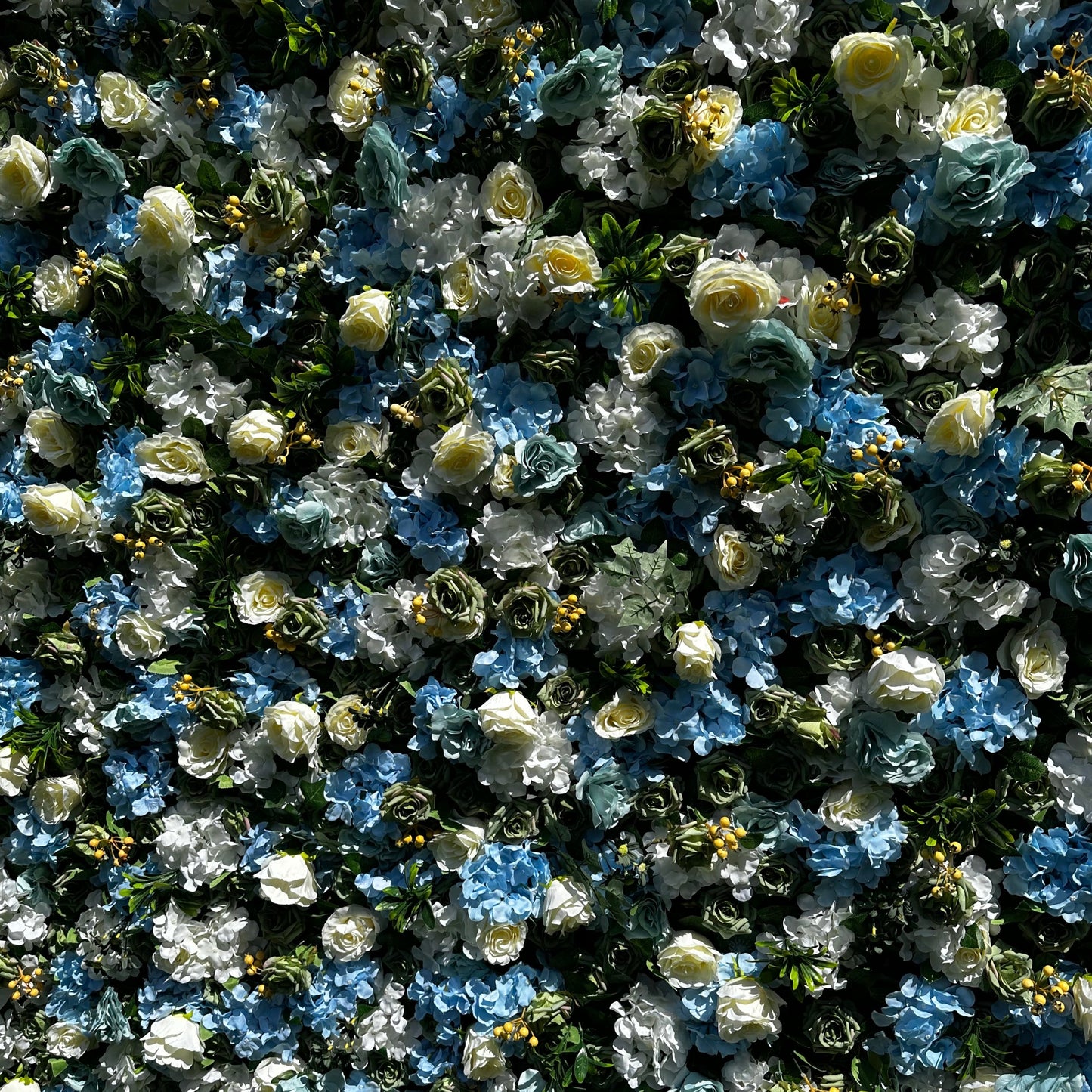 Blue & Ivory Premium Flower Wall - Cloth Backed