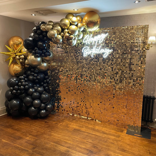 Mirror Light Gold Sequin Wall - Express Delivery