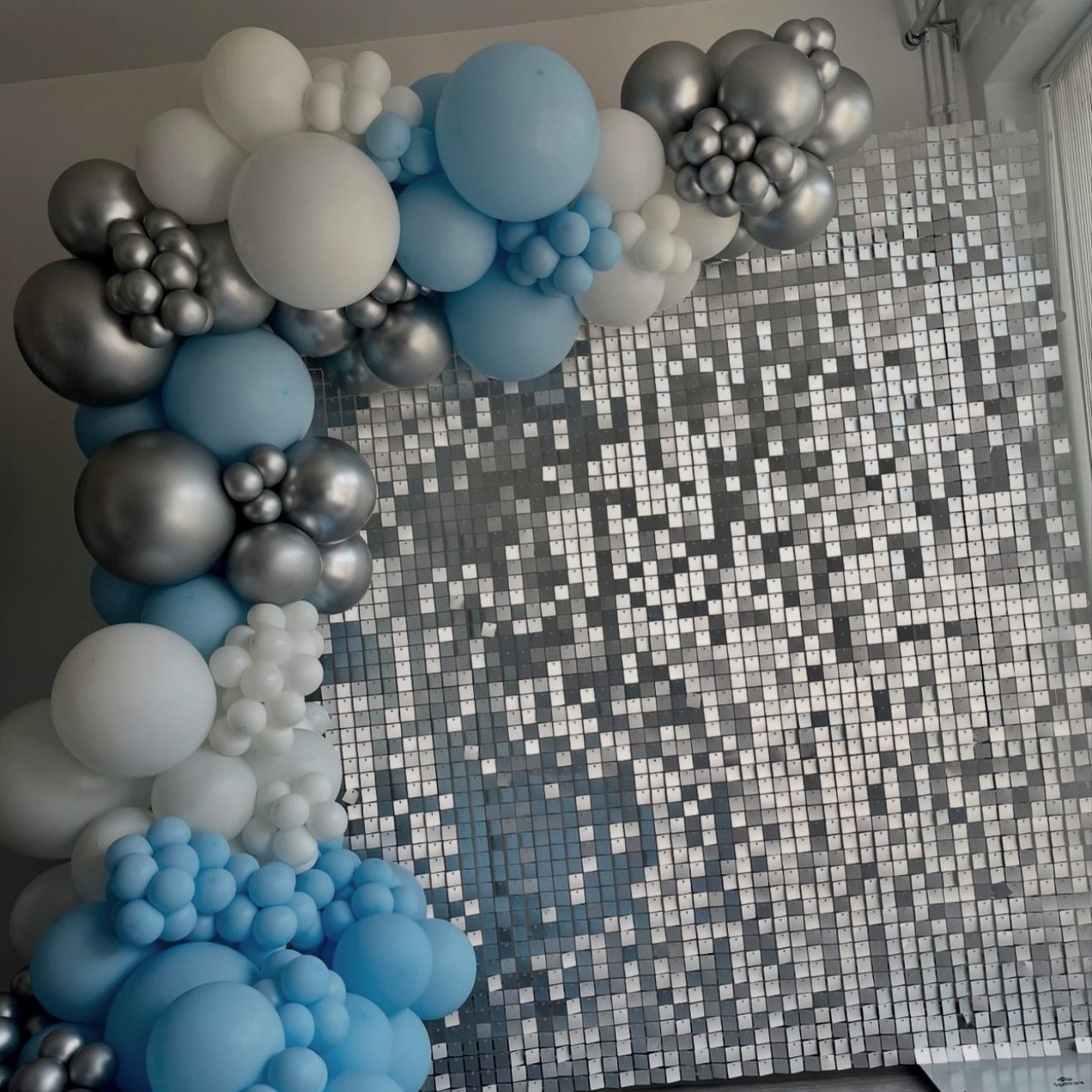 Matte Silver Sequin Wall - In Stock