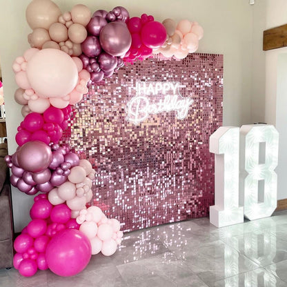 Light Hot Pink Shiny Sequin Wall - In Stock