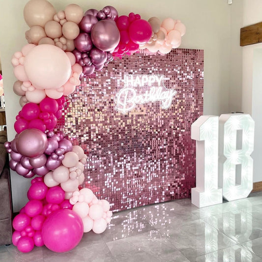 Light Hot Pink Shiny Sequin Wall - Express Delivery