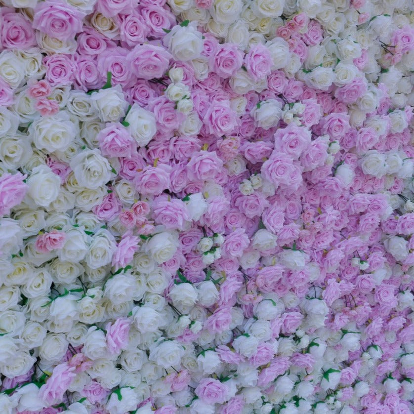 Light Pink & White Rose Premium Flower Wall - Cloth Backed