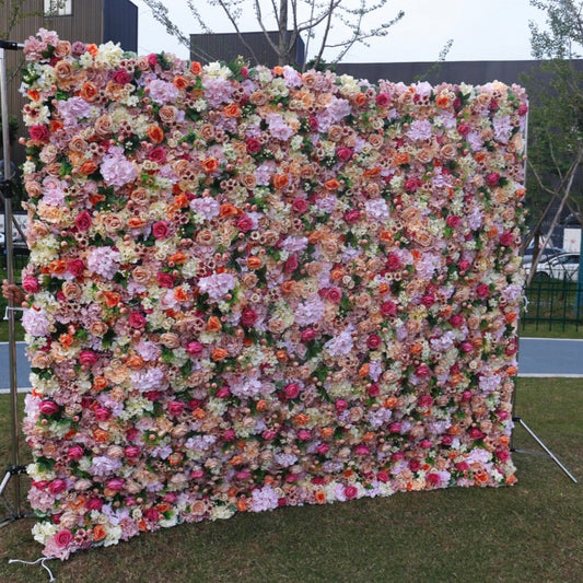 5D Mixed Champagne & Rose Luxury Flower Wall - Cloth Backed