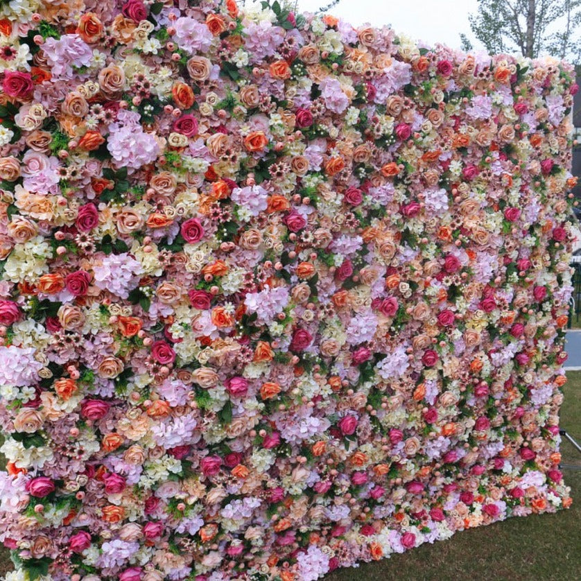 5D Mixed Champagne & Rose Luxury Flower Wall - Cloth Backed