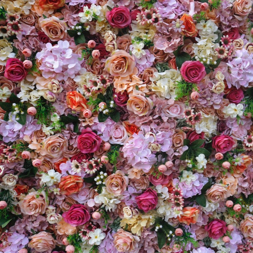 5D Mixed Champagne & Rose Luxury Flower Wall - Cloth Backed