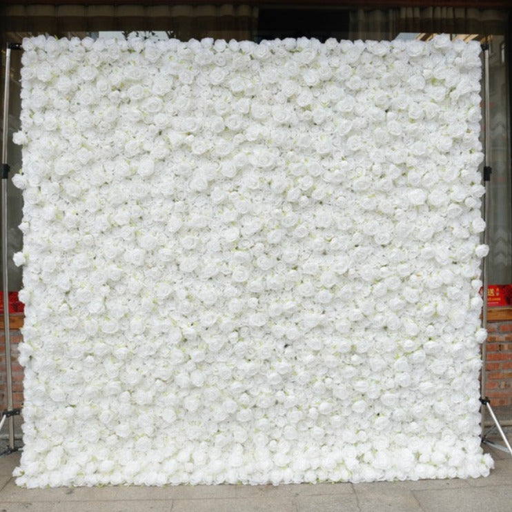 White Rose Premium Flower Wall - Cloth Backed