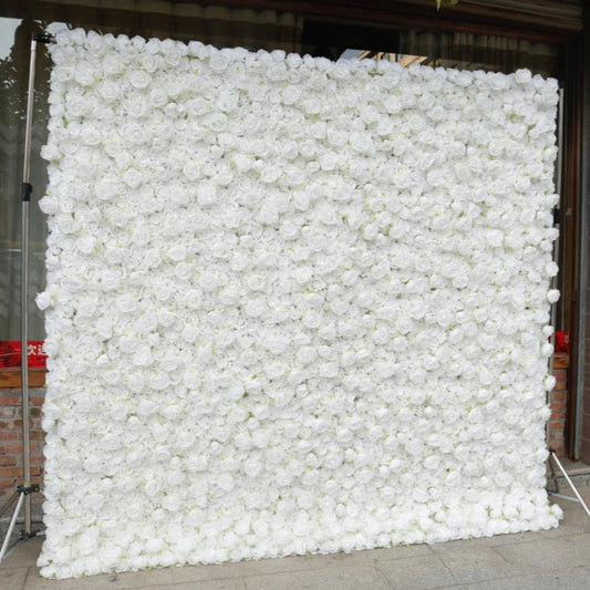 White Rose Premium Flower Wall - Cloth Backed