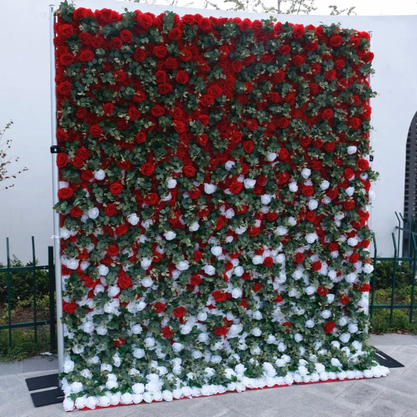 5D  Floral Rose Gradient Deluxe Flower Wall With Foliage - Cloth Backed