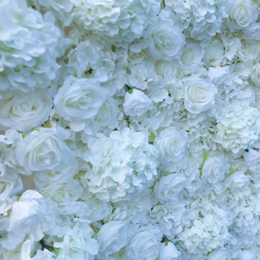 Ivory White Hydrangea Premium Flower Wall - Cloth Backed