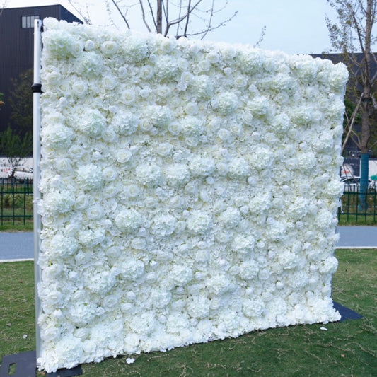 Ivory White Hydrangea Premium Flower Wall - Cloth Backed