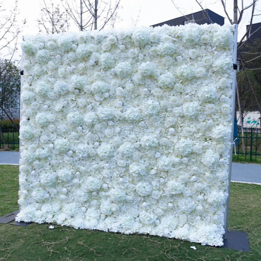 Ivory White Hydrangea Premium Flower Wall - Cloth Backed