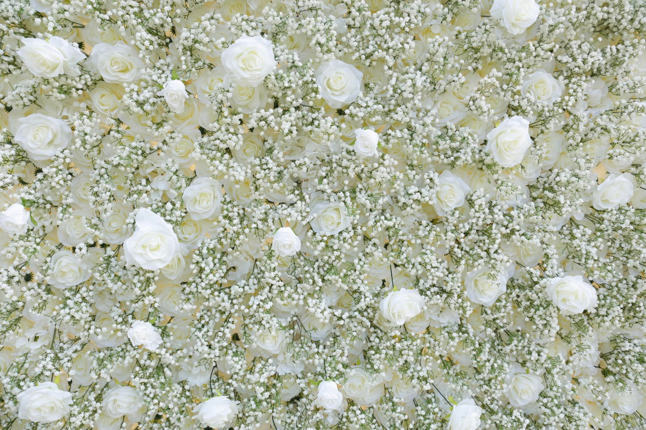 5D Ivory 'Baby's Breath' Deluxe Flower Wall - Cloth Backed