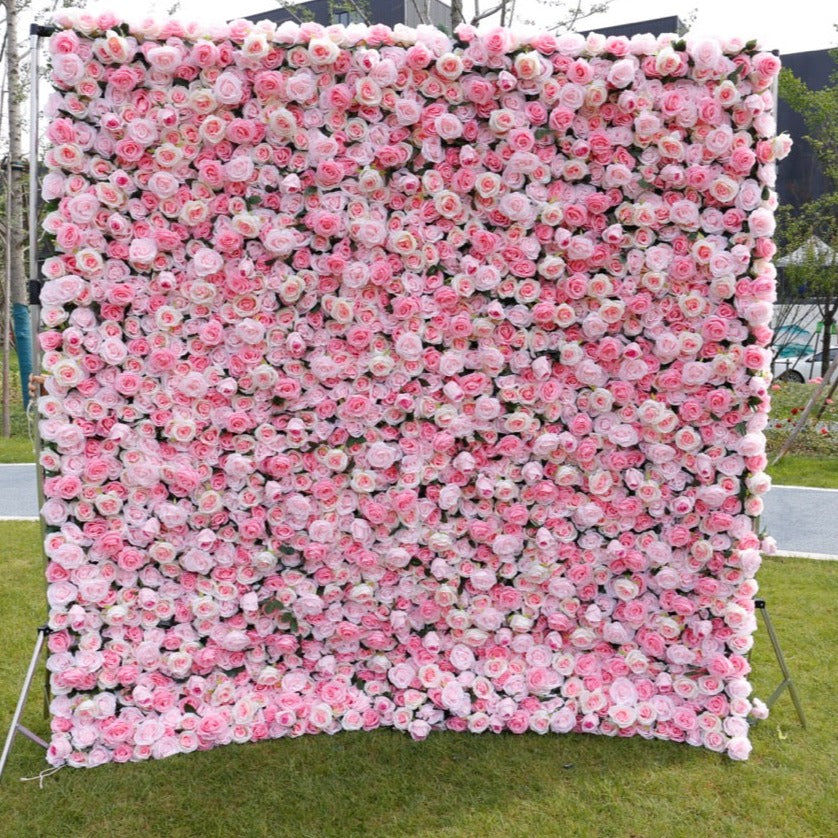 Light Pink & White Roses Deluxe Flower Wall - Cloth Backed