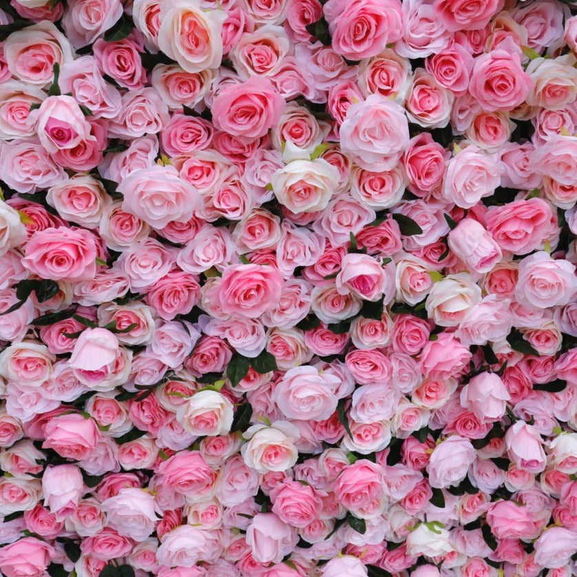 Light Pink & White Roses Deluxe Flower Wall - Cloth Backed