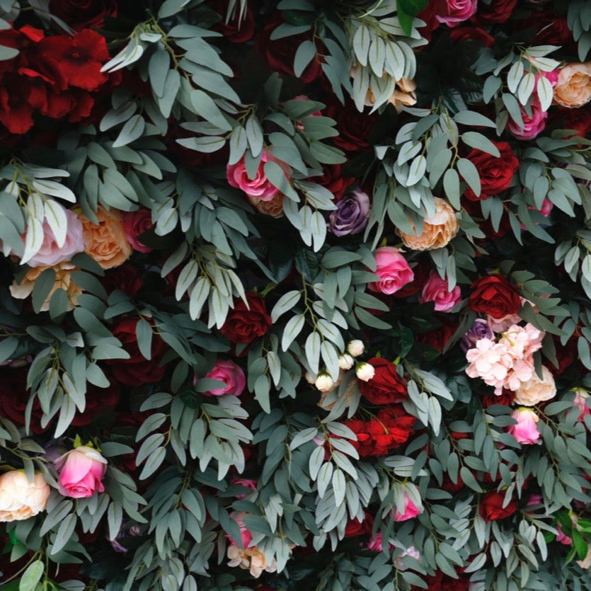 Eucalyptus Rose Premium Flower Wall - Cloth Backed