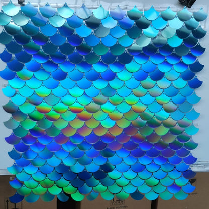 Mermaid Iridescent Blue Shiny Sequin Wall