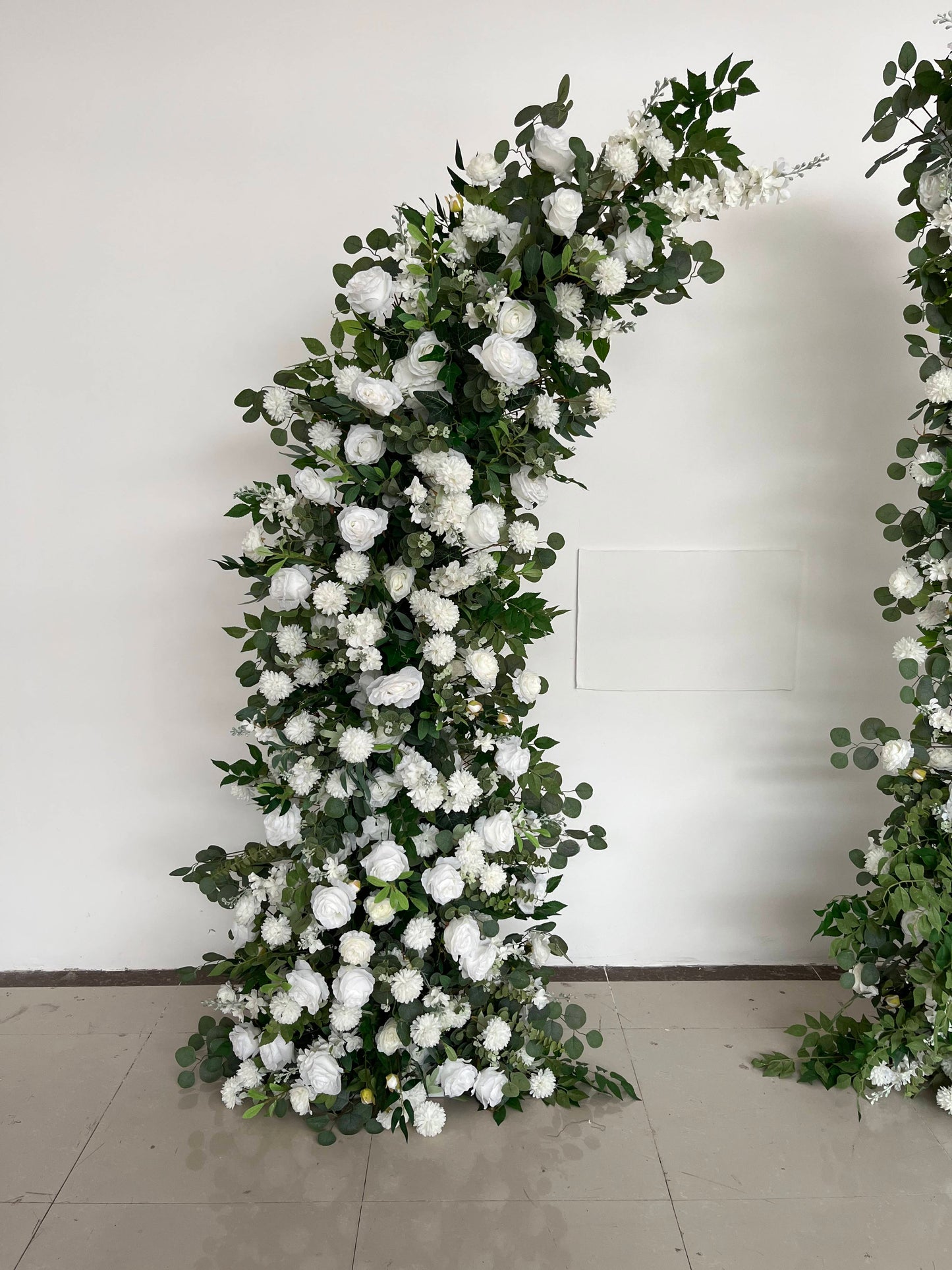 White Rose Floral & Greenery Pillars - 1.9m & 2.3m